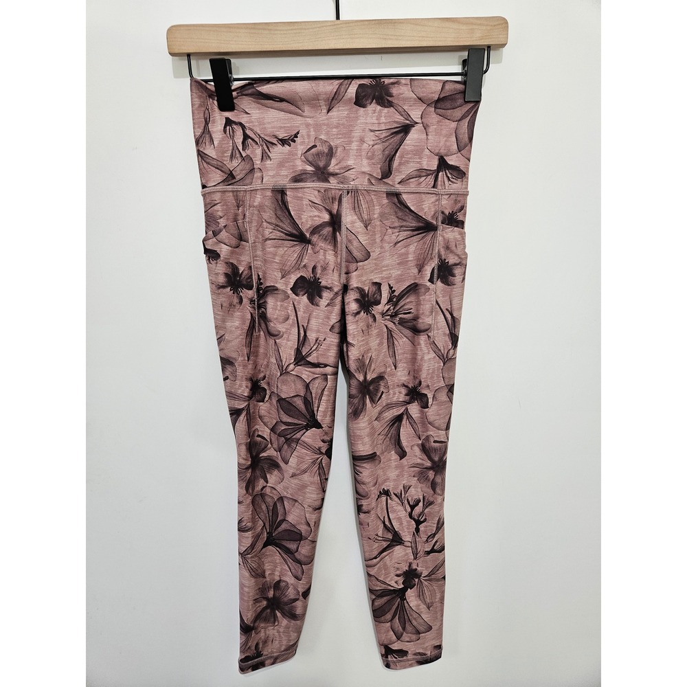 Athleta Salutation Stash Pocket II 7/8 Tights Mauve Floral Leggings XSP